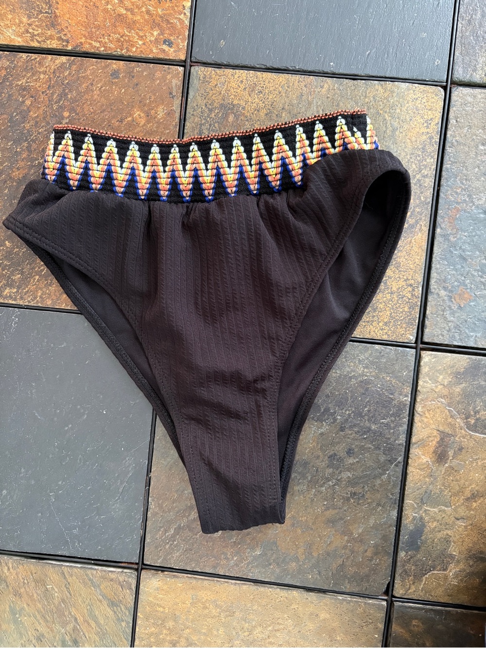 Amazon Women’s Black Bikini Bottom with Multicolor Beaded Waistband